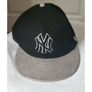 New Era New York Yankees 59 FIFTY Black MLB Baseball Cap Polyurethane Bill 7 3/8